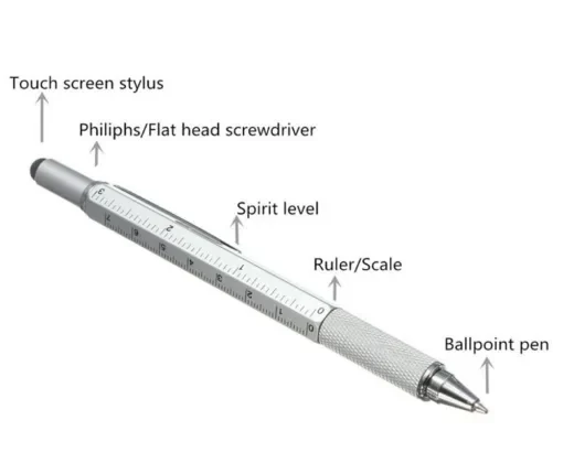 Gadget Master Στυλό πολυεργαλείο 6 σε 1  ασημί