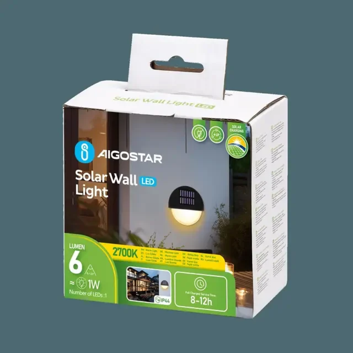 Επιτοίχιο Ηλιακό Φωτιστικό LED 1W Θερμό Λευκό 6lm IP44 Aigostar