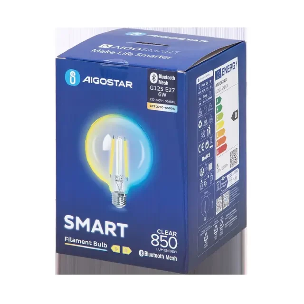 Έξυπνη Λάμπα Bluetooth Mesh G125 6W CCT Aigostar