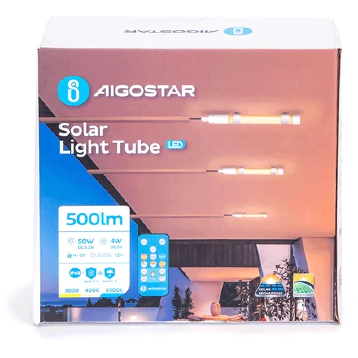 Φωτιστικό - Μπάρα LED με Ηλιακό Πάνελ 50W 3000K/4000K/6500Κ Aigostar