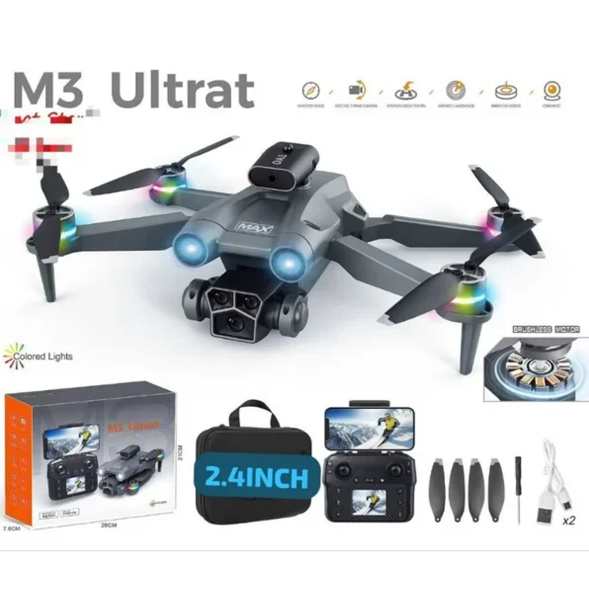 Drone M3/Y3 Ultrat Brushless 8K – Επαγγελματικό RC Drone με HD Κάμερα, Αποφυγή Εμποδίων & Πτυσσόμενες Έλικες