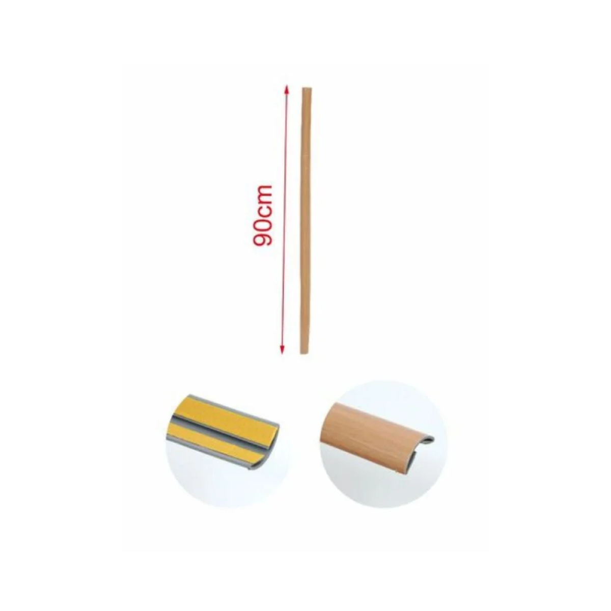 Γωνιακό Προφίλ PVC, Αυτοκόλλητη Προστασία Άκρων 90cm - Ξύλο