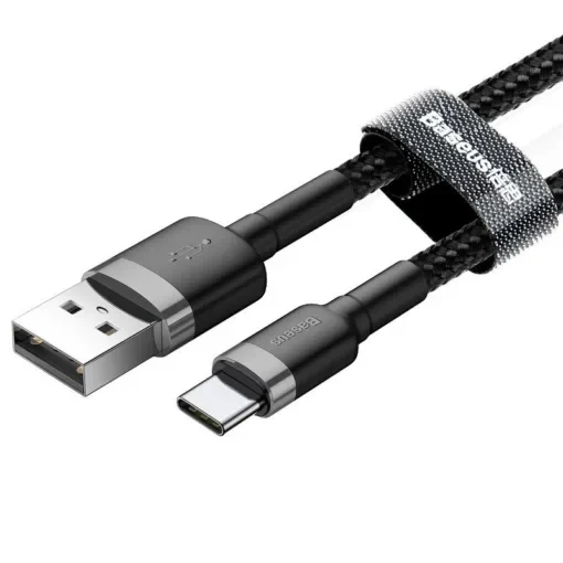 2A USB 2.0 Cafule Braided 2m Μαύρο CATKLF-CG1