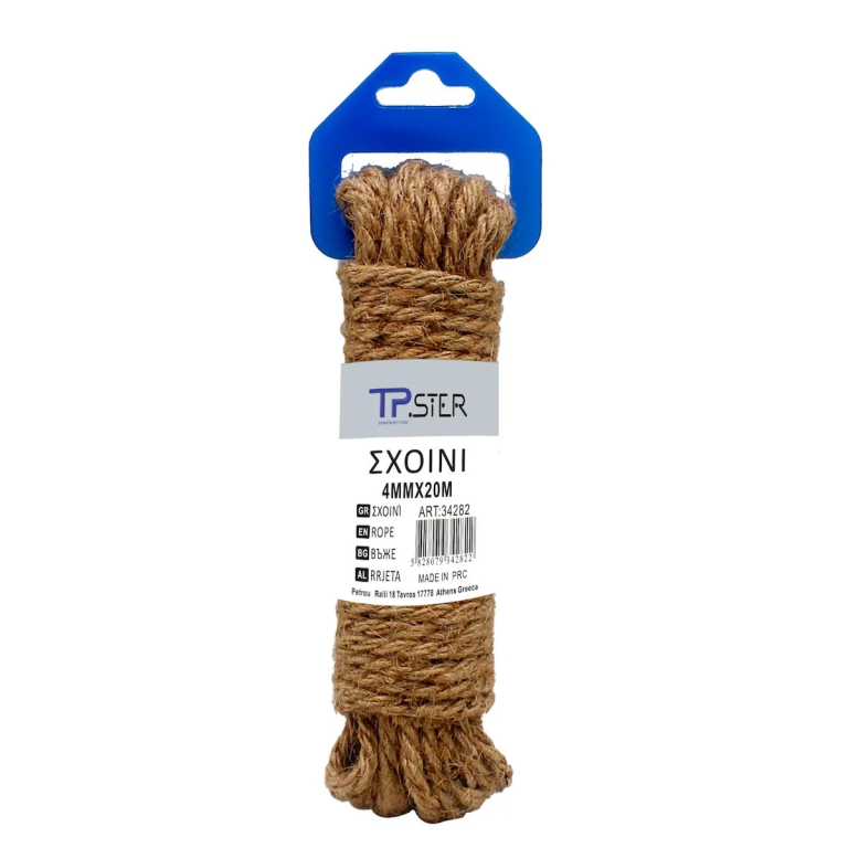 Σχοινί Στριφτό Γιούτας 4mm*20m Μπέζ 34282