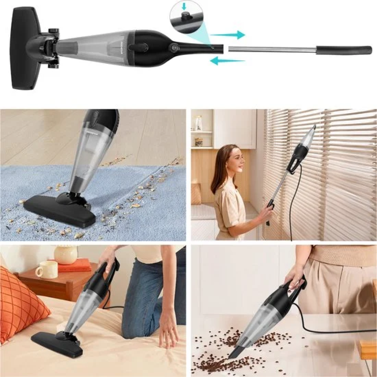 Ηλεκτρική Σκούπα 4 σε 1 Stick με Σύστημα φίλτρου Cyclone 600W 1,2L Aigostar 30B6U
