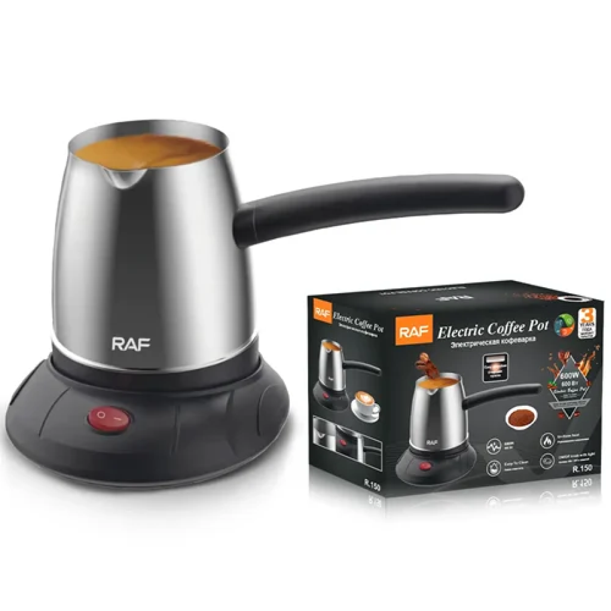 Ηλεκτρικό μπρίκι 600W με χωρητικότητα 500ml Raf R.150 - ασημί - Image 3