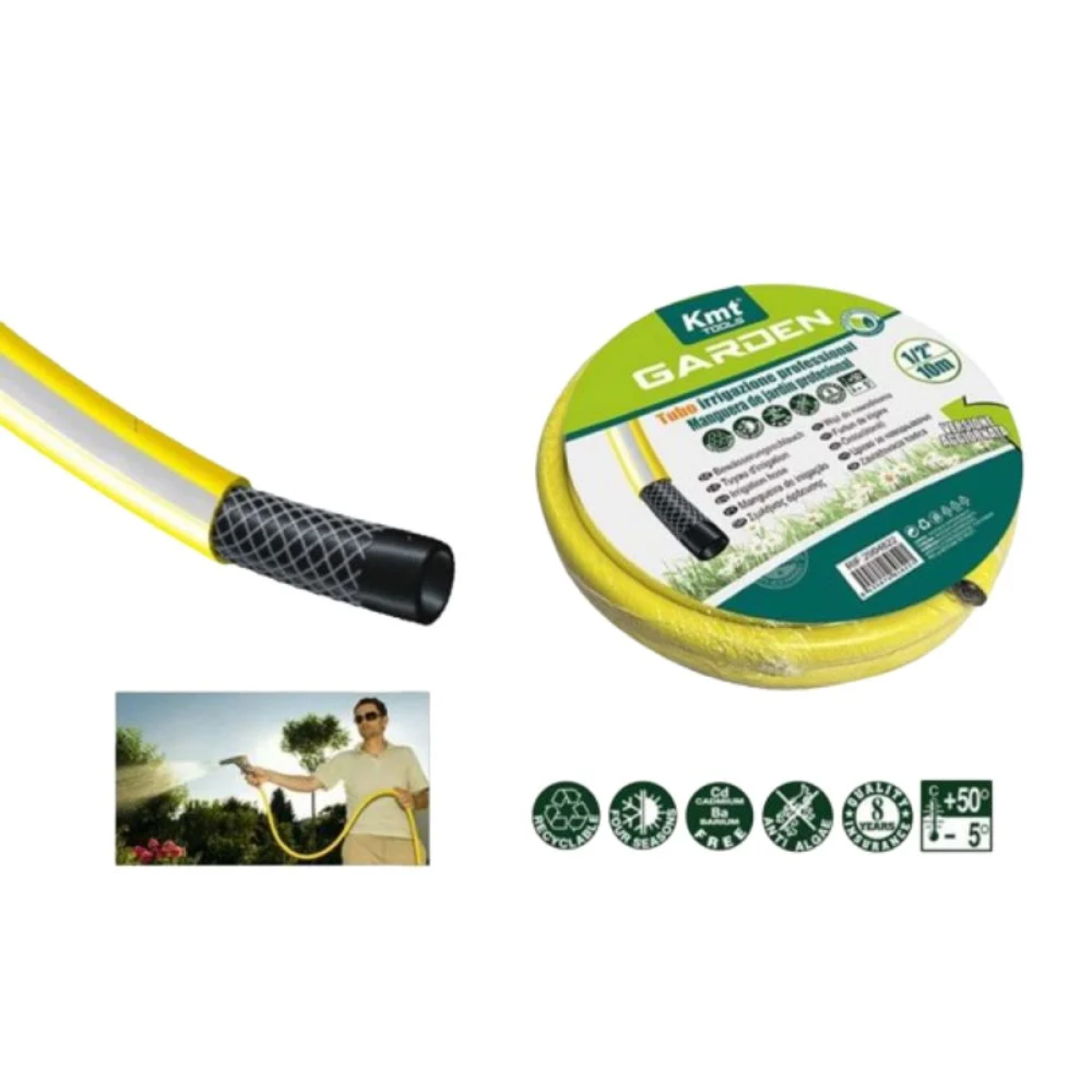 KMT Tools Λάστιχο Ποτίσματος 10m Διαμέτρου 1/2” Κίτρινο