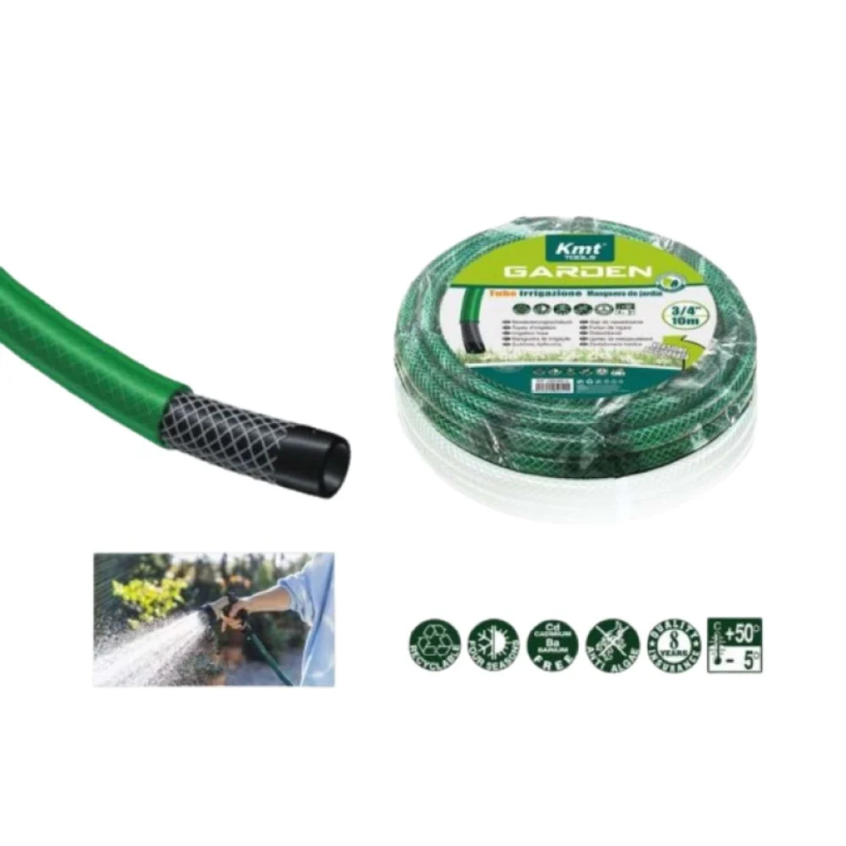 KMT Tools Λάστιχο Ποτίσματος 10m Διαμέτρου 3/4” Πράσινο