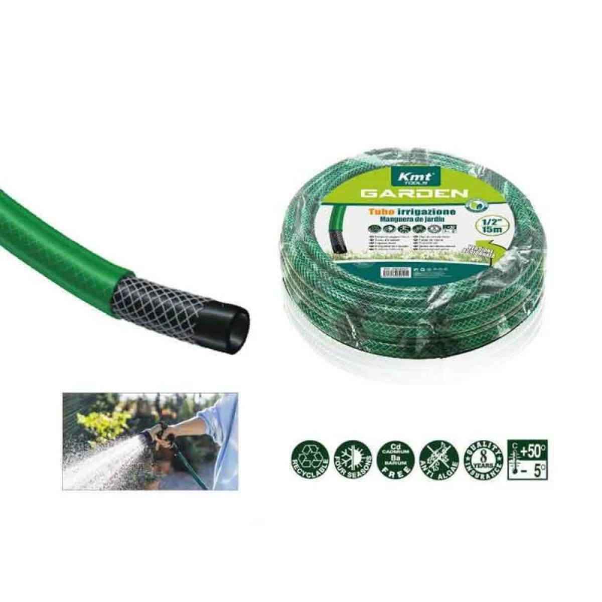 KMT Tools Λάστιχο Ποτίσματος 15m Διαμέτρου 1/2” Πράσινο