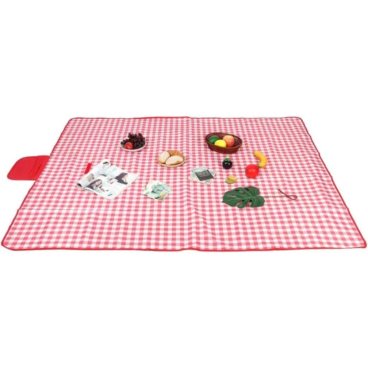 Κουβέρτα Πικ Νικ Αδιάβροχη 150x200 cm Καρό Κόκκινο-Λευκό