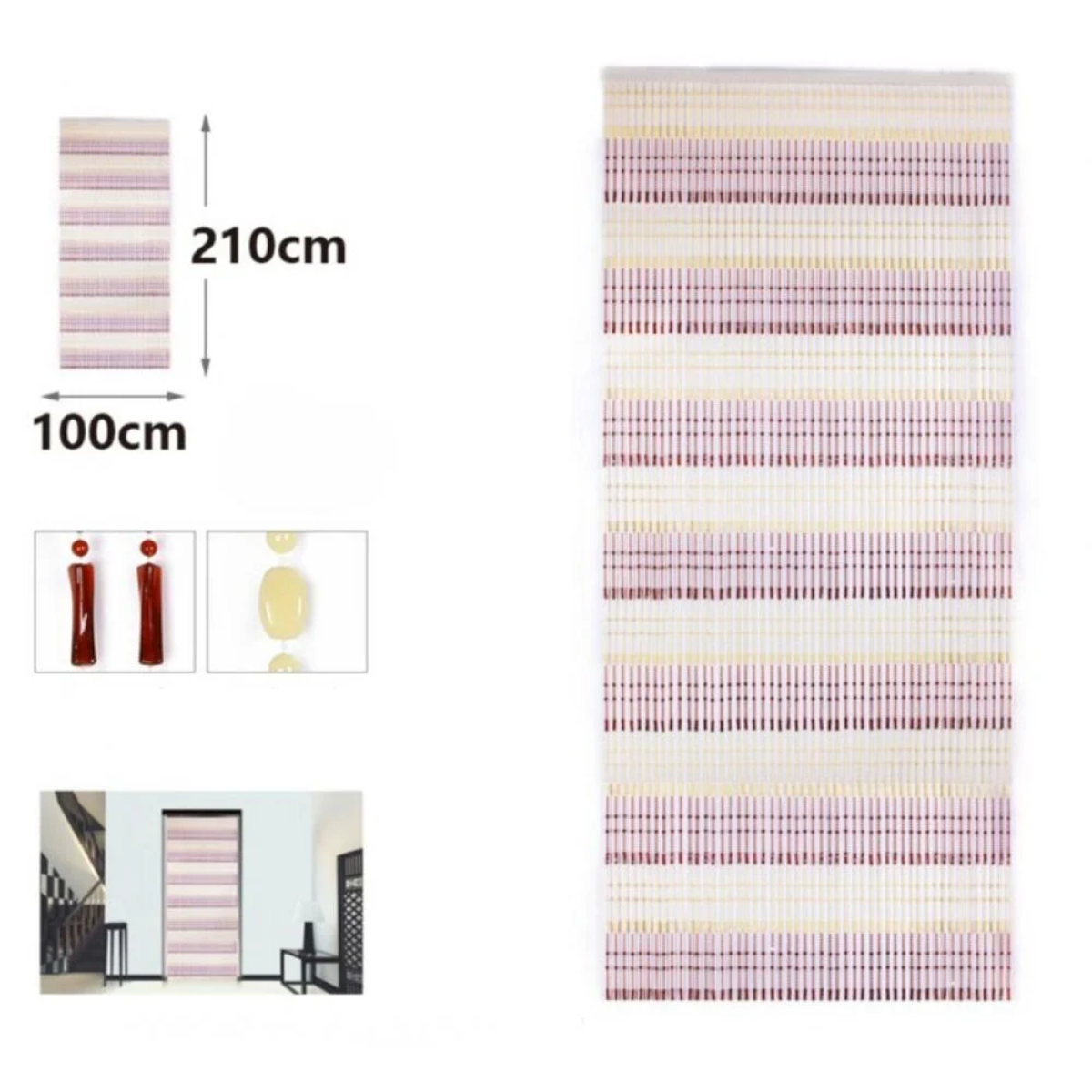 Κουρτίνα Πόρτας με Πολύχρωμες Χάντρες PVC 100x210cm – Αντικουνουπική & Διακοσμητική 296424