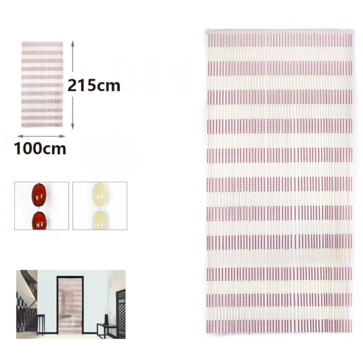 Κουρτίνα Πόρτας με Πολύχρωμες Χάντρες PVC 100x215cm – Αντικουνουπική & Διακοσμητική 296426