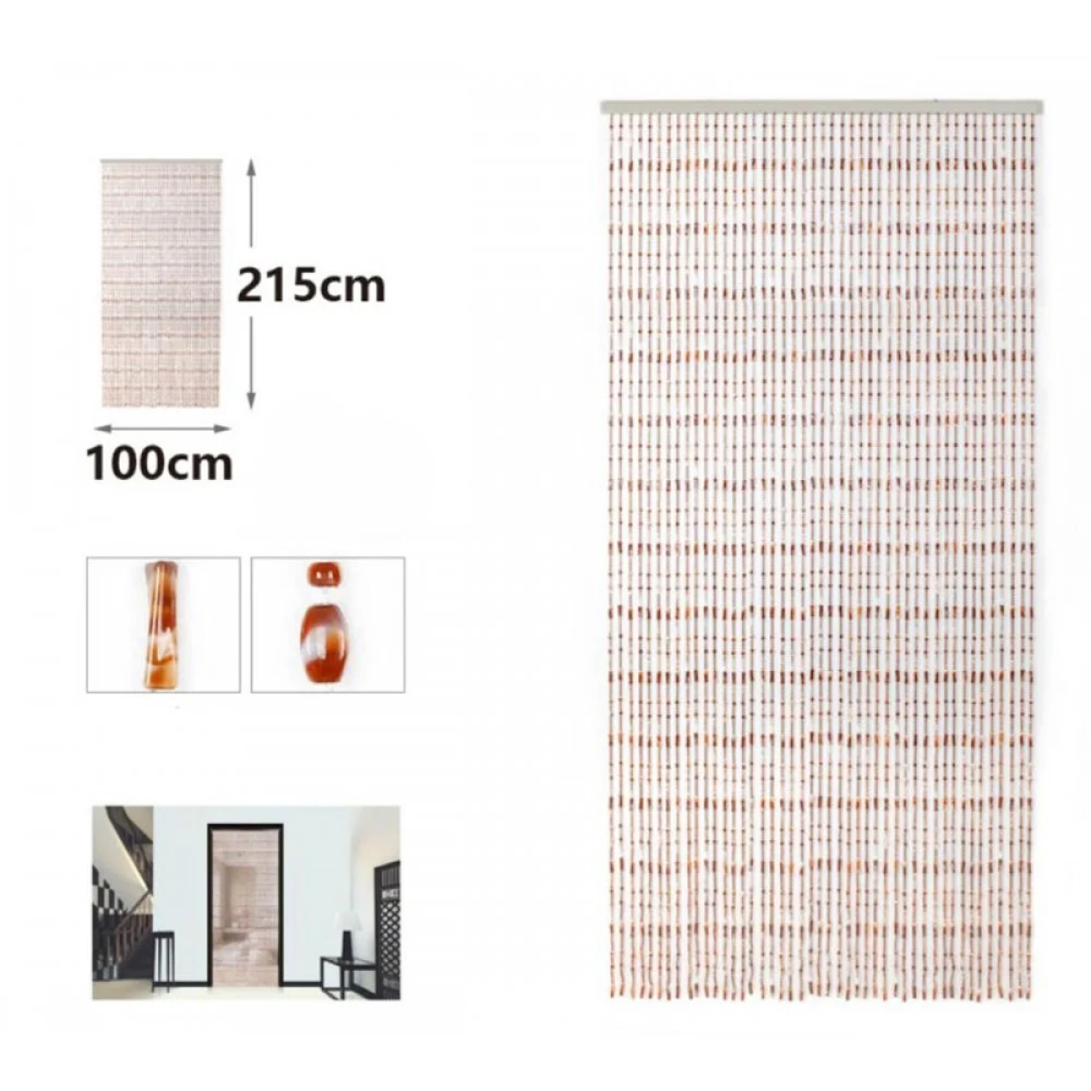 Κουρτίνα Πόρτας με Πολύχρωμες Χάντρες PVC 100x215cm – Αντικουνουπική & Διακοσμητική 296429