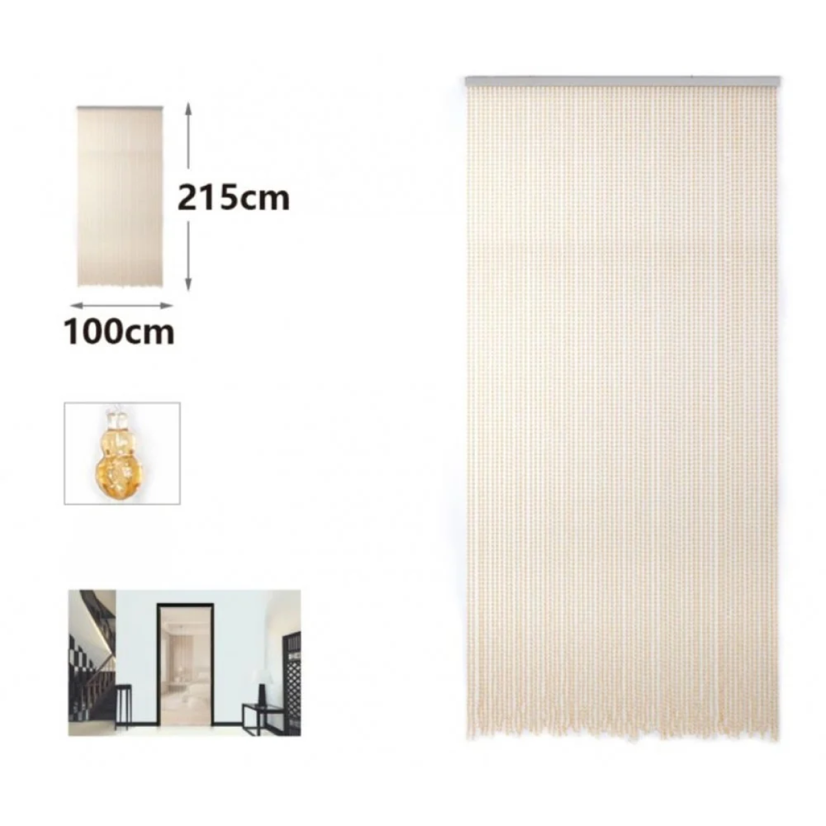 Κουρτίνα Πόρτας με Πολύχρωμες Χάντρες PVC 100x215cm – Αντικουνουπική & Διακοσμητική 296430