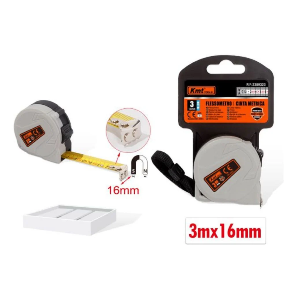 Μέτρο Ρολό Μαγνητικό 3m x 16mm – Kmt tools 2389323