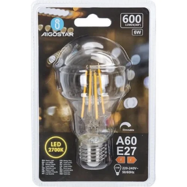Ρυθμιζόμενη LED Λάμπα A60 E27 6W 2700K Aigostar