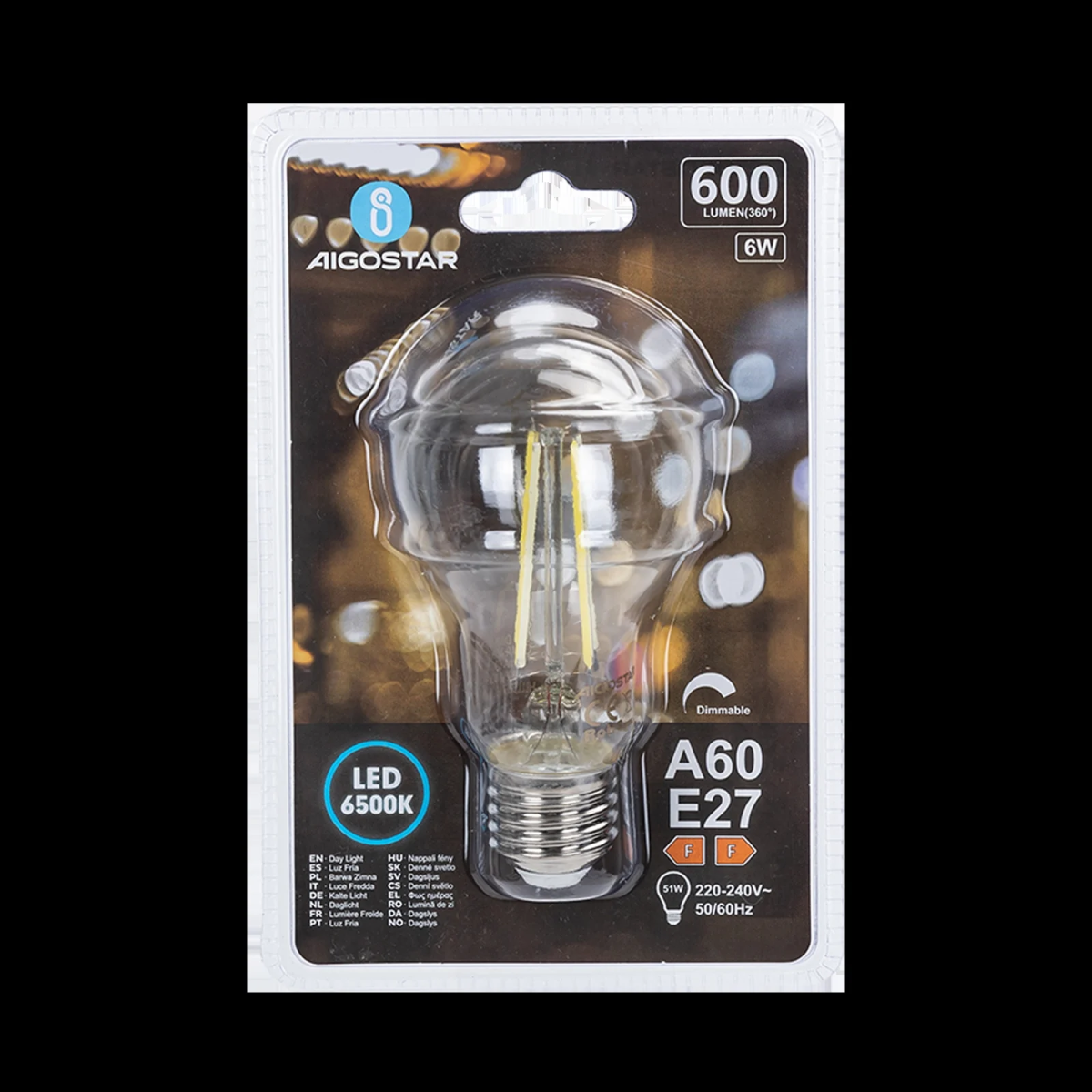 Ρυθμιζόμενη LED Λάμπα A60 E27 6W 6500K Aigostar