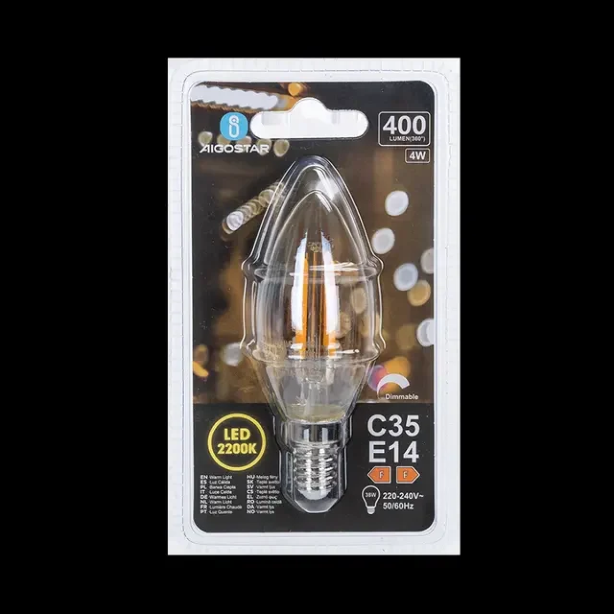 Ρυθμιζόμενη LED Λάμπα C35 E14 4W 2200K Aigostar