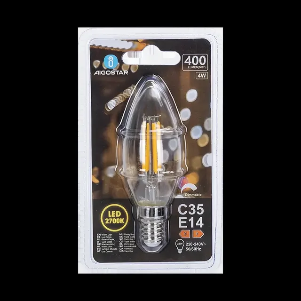 Ρυθμιζόμενη LED Λάμπα C35 E14 4W 2700K Aigostar