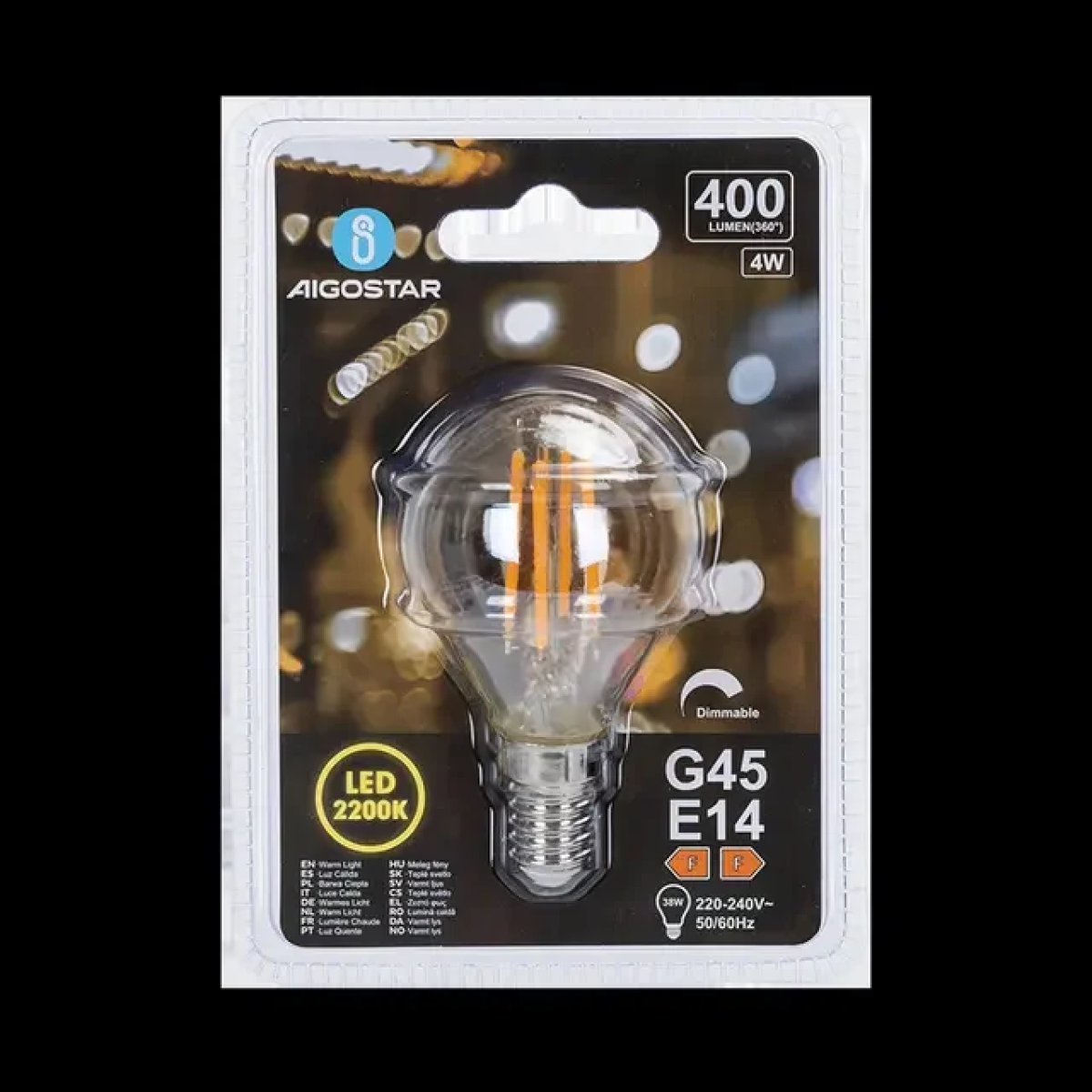 Ρυθμιζόμενη LED Λάμπα G45 E14 4W 2200K Aigostar