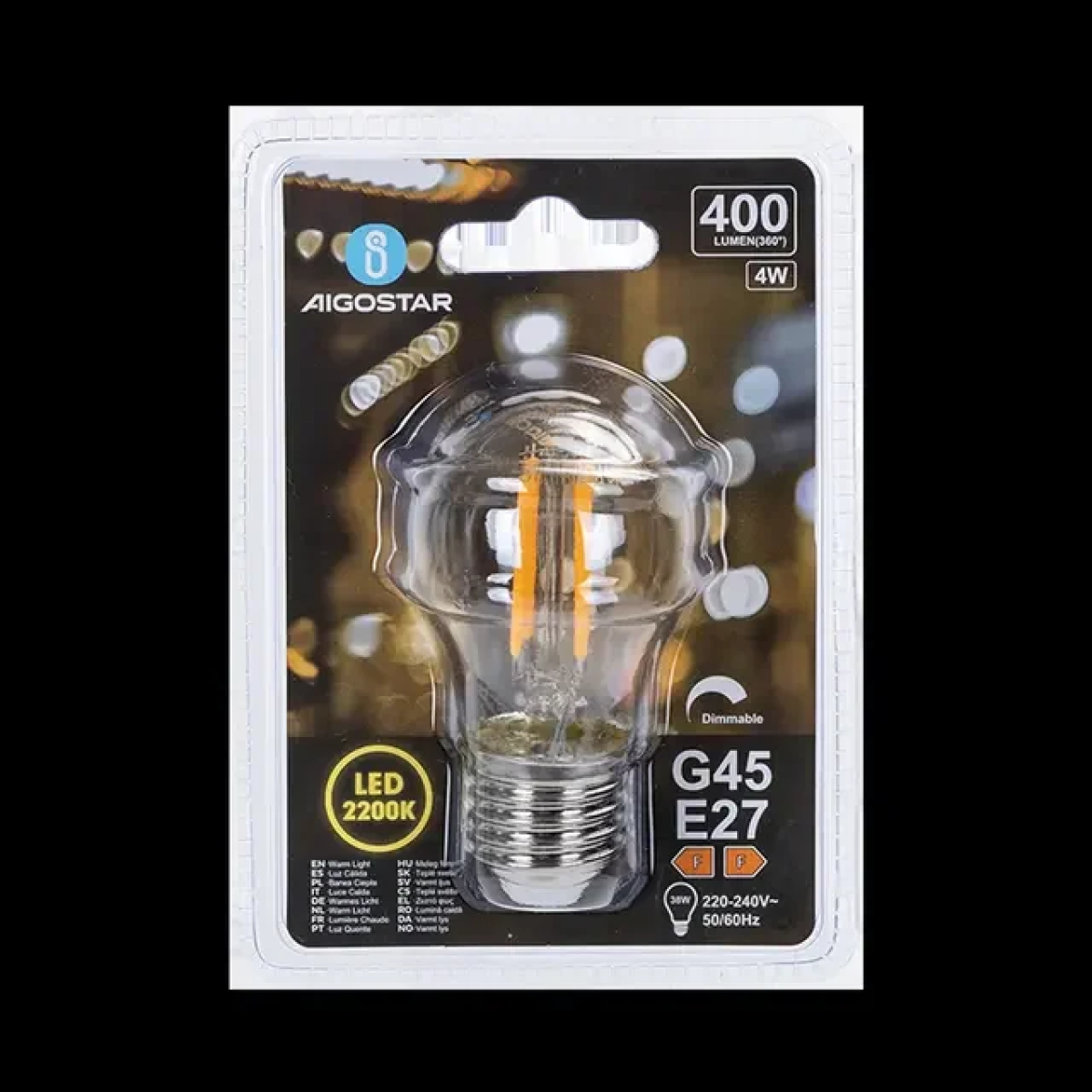 Ρυθμιζόμενη LED Λάμπα G45 E27 4W 2200K Aigostar