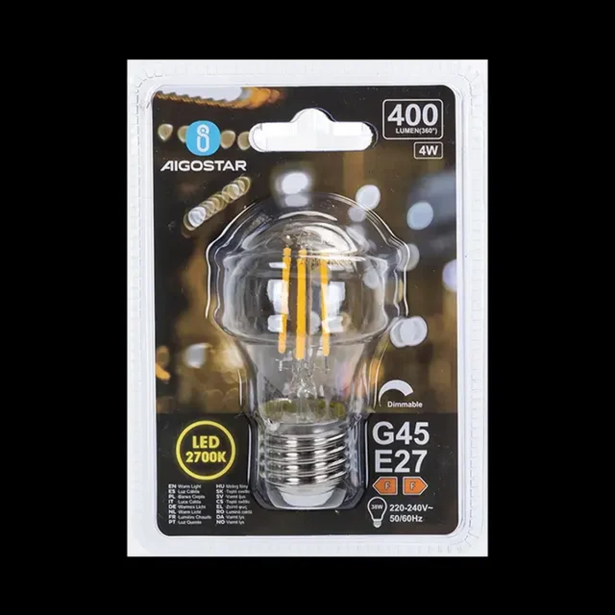 Ρυθμιζόμενη LED Λάμπα G45 E27 4W 2700K Aigostar