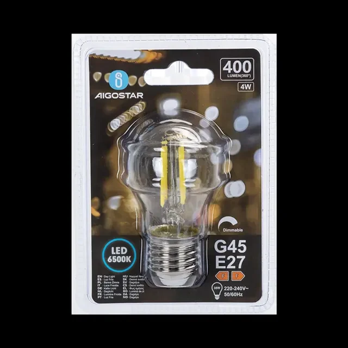 Ρυθμιζόμενη LED Λάμπα G45 E27 4W 6500K Aigostar