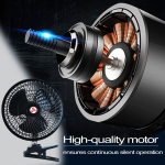 Mini Ανεμιστήρας Αυτοκινήτου 24V 23cm με Περιστροφή & Κλιπ – Μαύρος (295915)