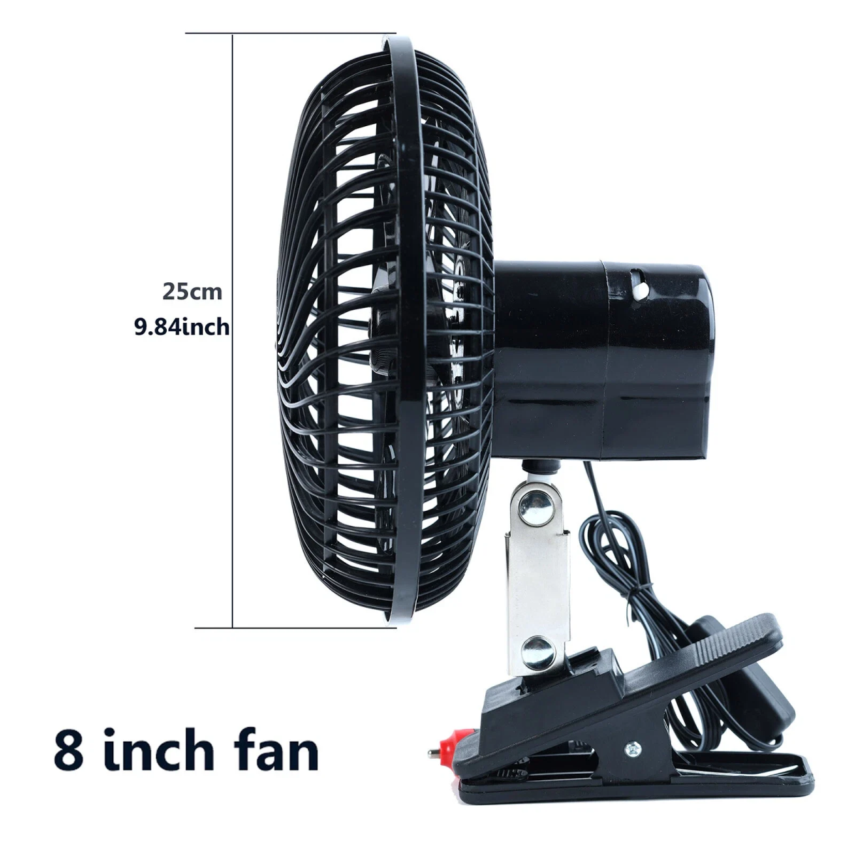 Mini Ανεμιστήρας Αυτοκινήτου 24V 23cm με Περιστροφή & Κλιπ – Μαύρος (295915)