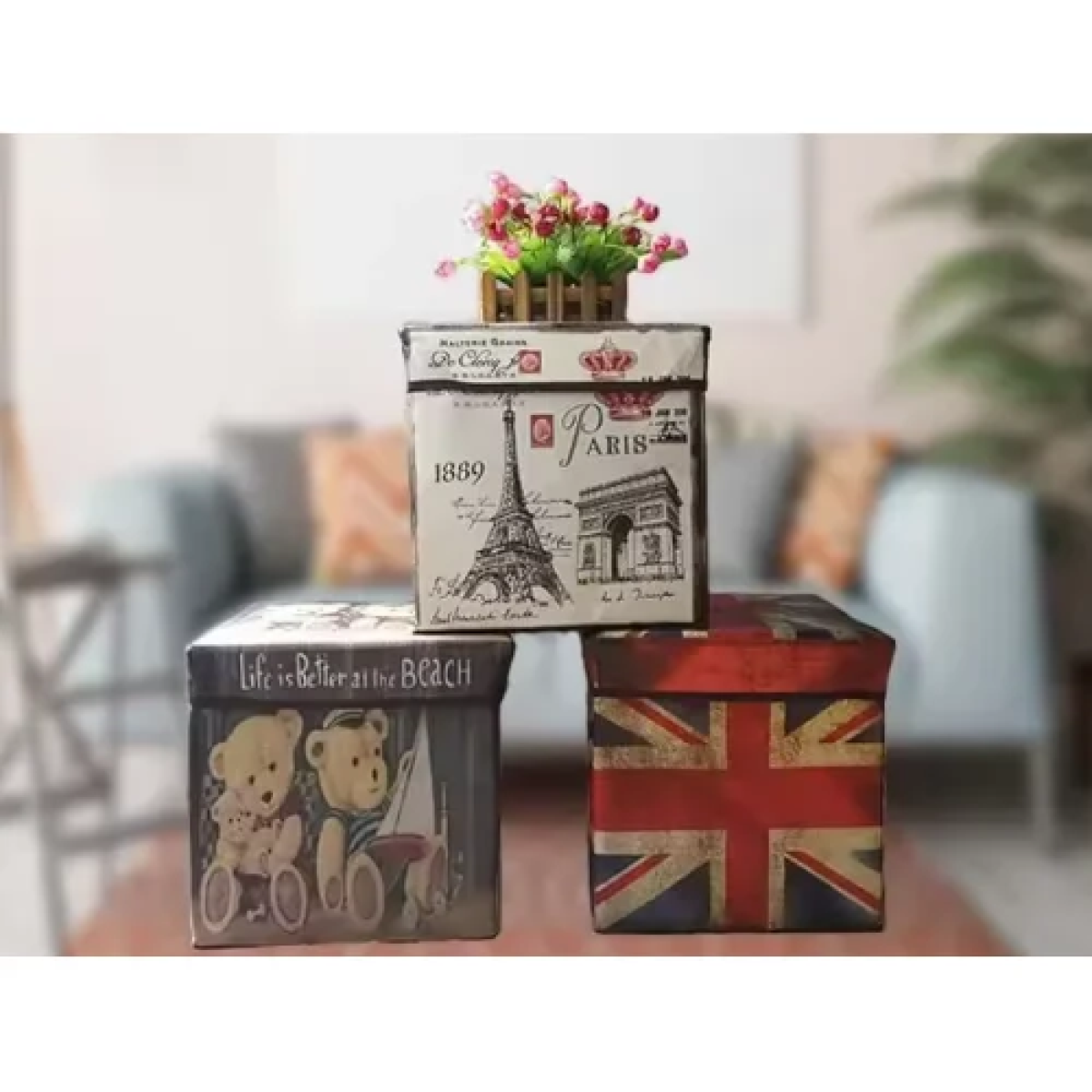 Σκαμπό Πτυσσόμενο με Αποθηκευτικό Χώρο 31x31cm 35335-02 USA Flag