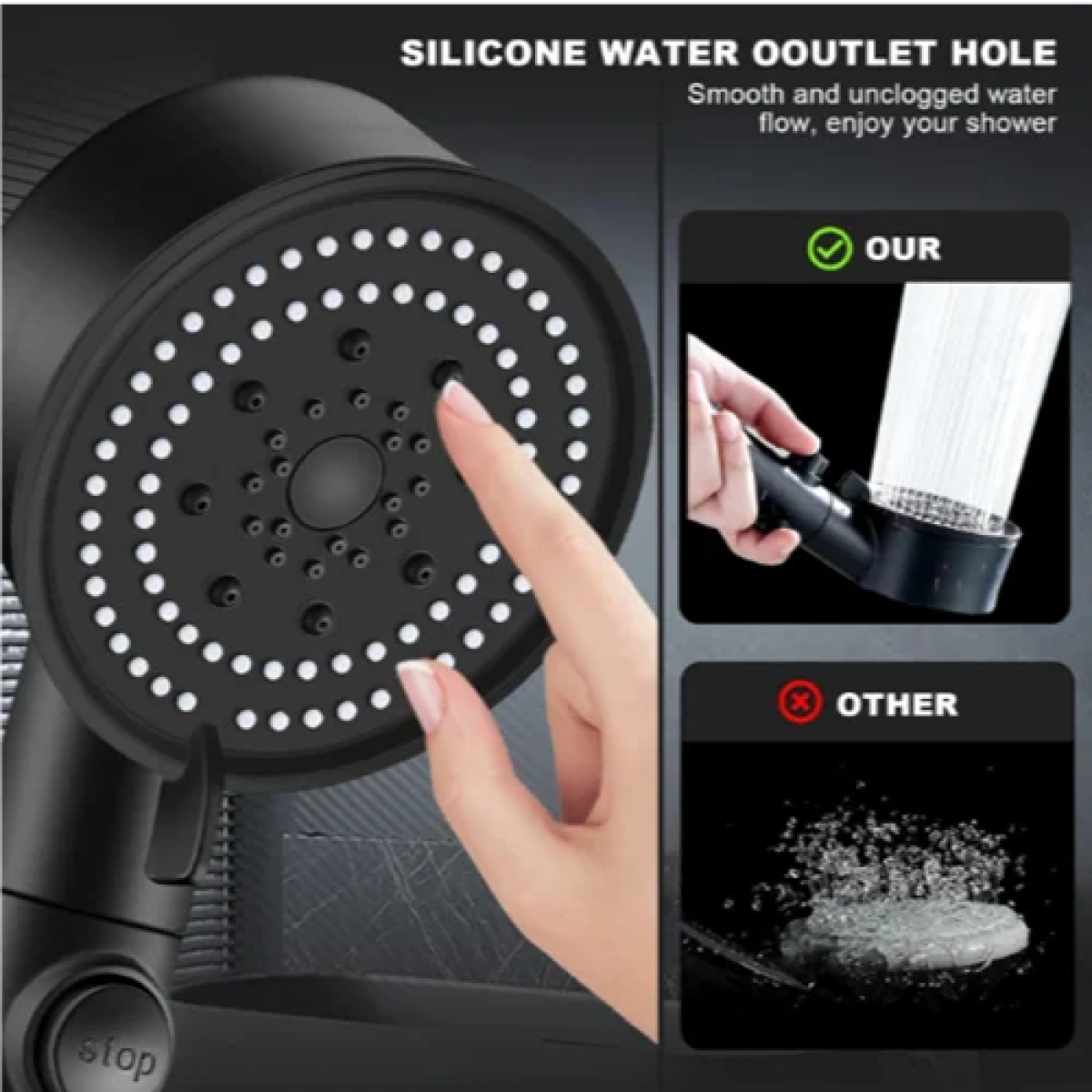 Τηλέφωνο ντους με ένδειξη θερμοκρασίας Pressurized Shower - μαύρο - Image 2