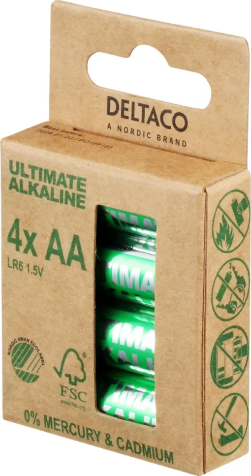 Deltaco Ultimate Αλκαλικές Μπαταρίες AA LR6 4 Τεμάχια Ecolabel ULT-LR6-4P