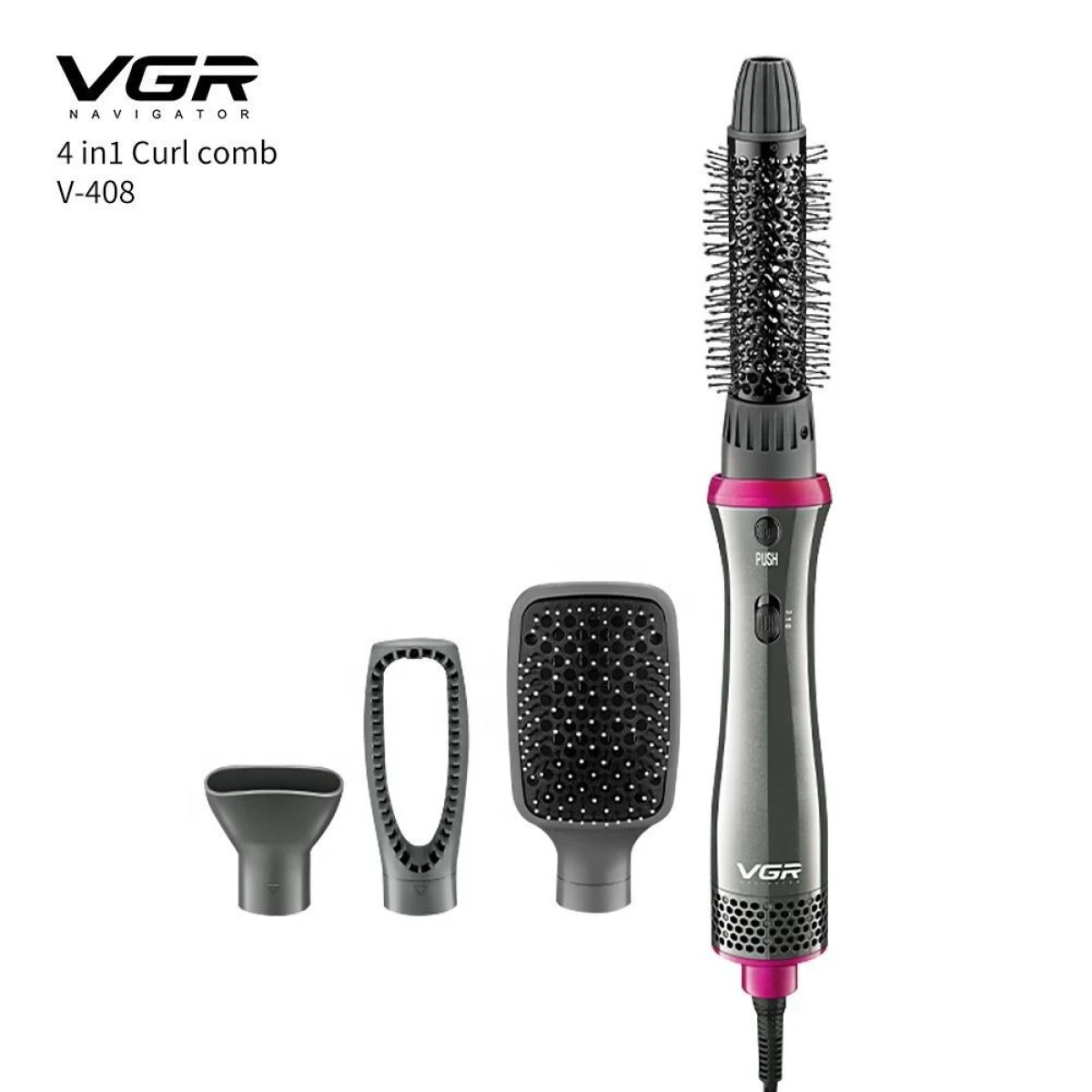 VGR V-408 Ηλεκτρική Βούρτσα Air Styler με Ζεστό Αέρα | Ίσιωμα και Μπούκλες 600-700W