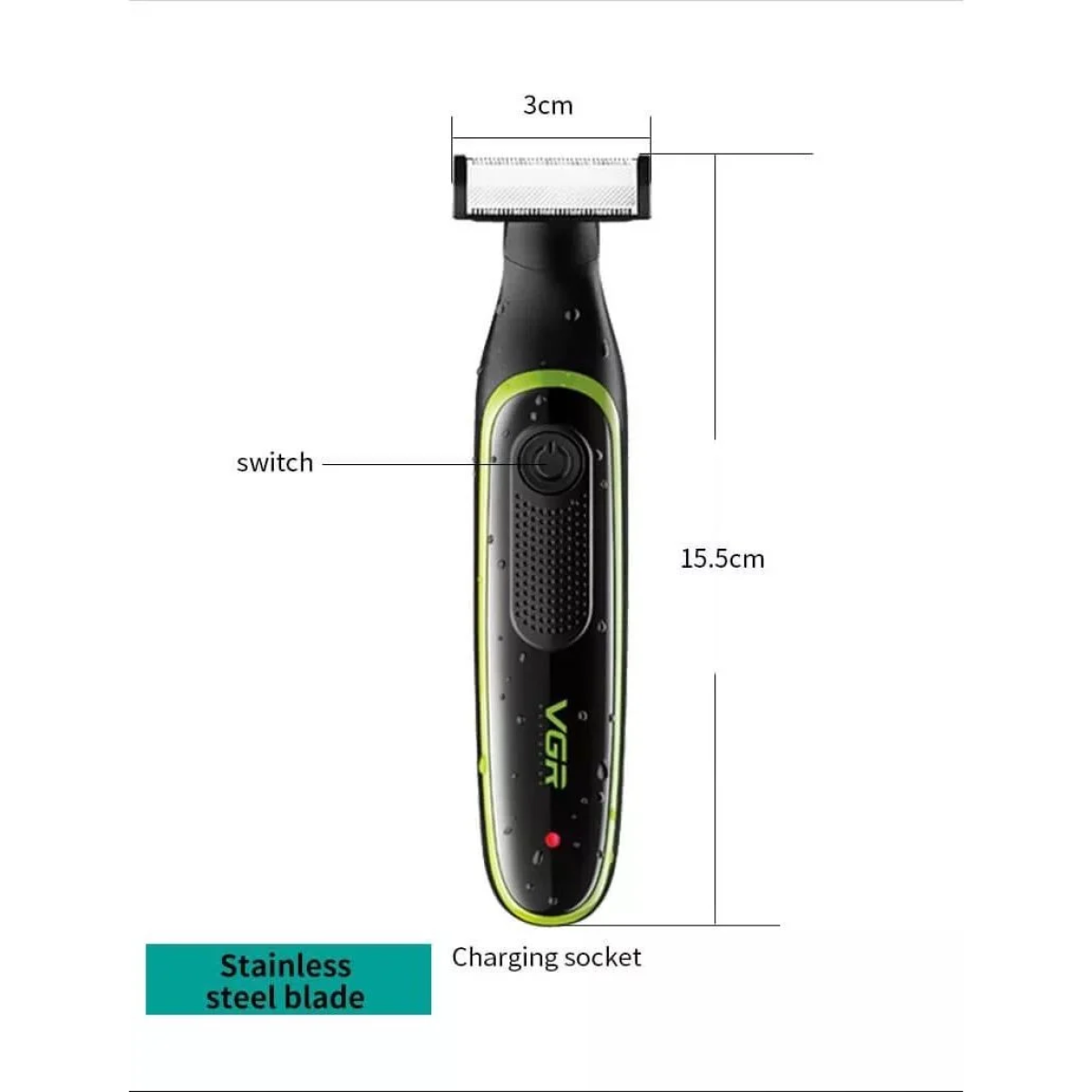 Επαναφορτιζόμενη Ξυριστική Μηχανή Προσώπου και Σώματος VGR V-017 - Μαύρο