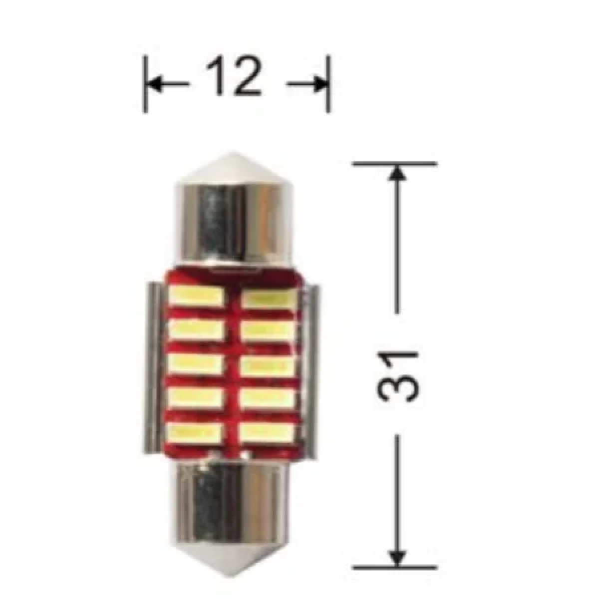 Λαμπτήρας Πινακίδας Αυτοκινήτου 31MM-10SMD 12V 1,3W Λευκό Φως - 88115
