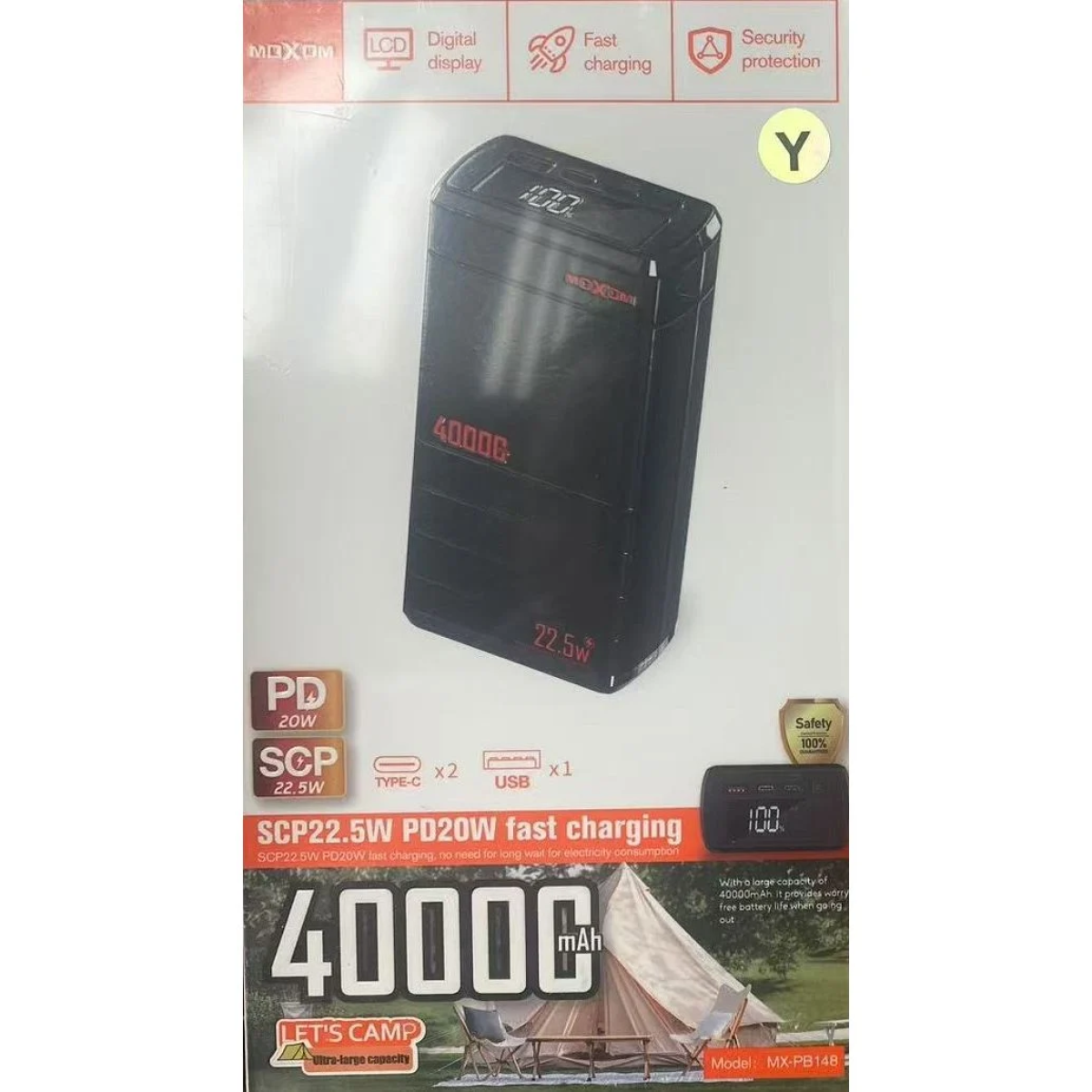 Moxom MX-PB148 Power Bank 40000mAh 22.5W με Θύρα USB-A και 2 Θύρες USB-C Power Delivery – Μαύρο