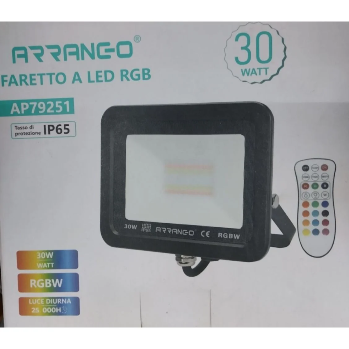 Προβολέας LED RGB 30W Εξωτερικού Χώρου IP65 με Τηλεχειριστήριο AP79251 – Μαύρος