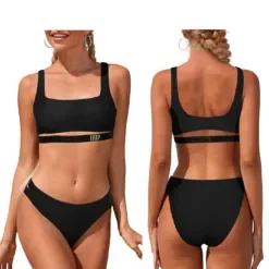 Μαγιό Μπικίνι Surf top & Κορδόνι Μαύρο  SummerTiempo 623073