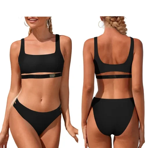 Μαγιό Μπικίνι Surf top & Κορδόνι Μαύρο  SummerTiempo 623073