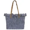 Τσάντα Παραλίας Cotton Μπλε με Κρόσια 50x35x14cm SummerTiempo 623138