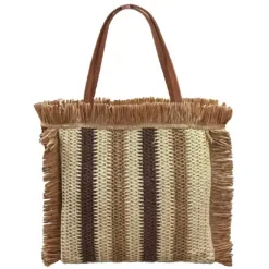 Τσάντα Παραλίας Ψαθόχαρτο με Κρόσια 50x38x12cm SummerTiempo 623143