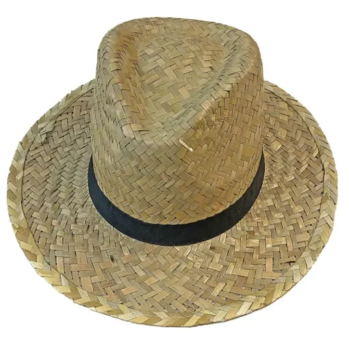Καπέλο Ψάθινο με Μαύρη Κορδέλα Ανδρικό 36x34cm SummerTiempo 62100