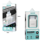 Treqa CH-643 Φορτιστής Ταχείας Φόρτισης 38W – USB-A/USB-C + Καλώδιο Lightning | Λευκός