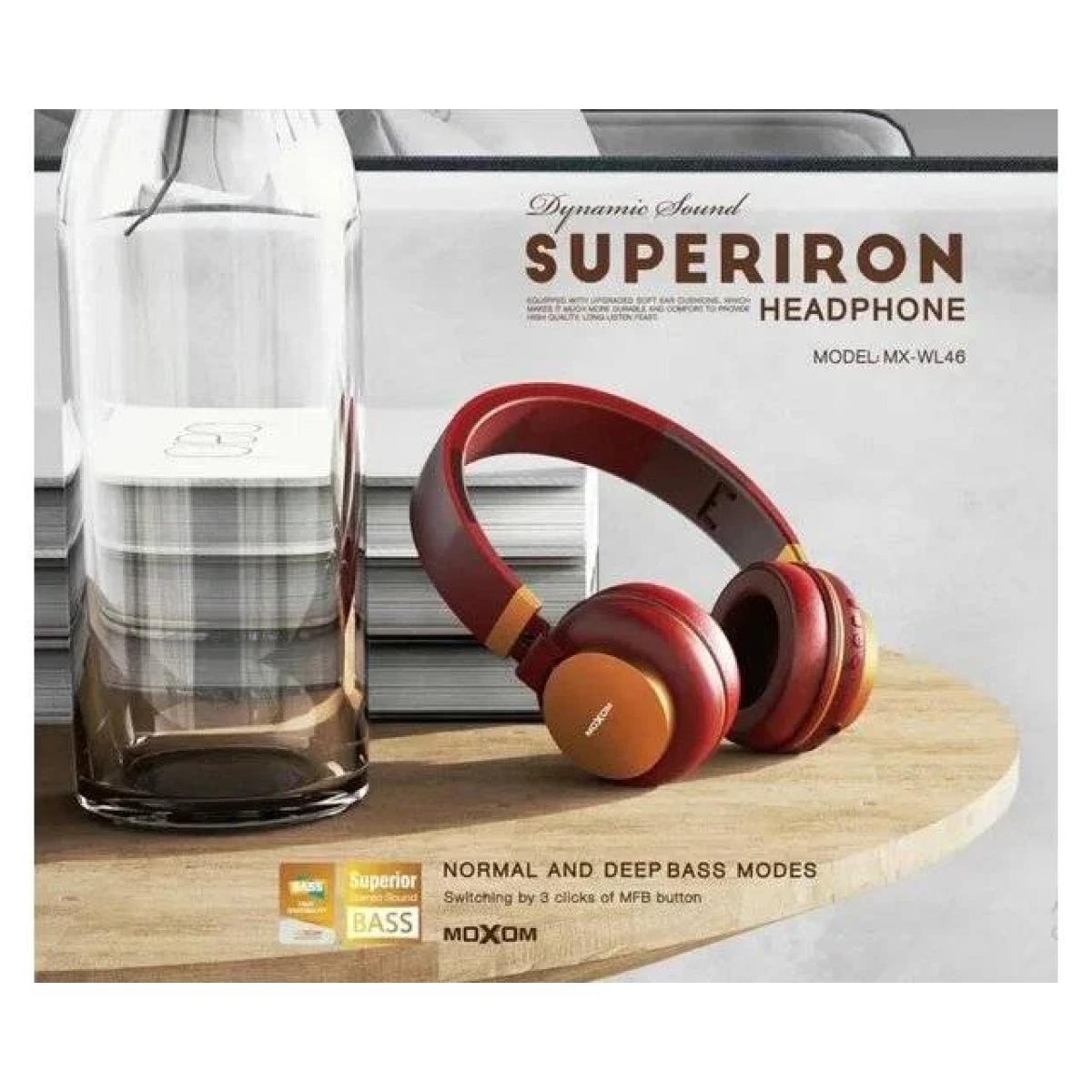 Moxom MX-WL46 Ασύρματα & Ενσύρματα Over Ear Ακουστικά Bluetooth με Μικρόφωνο – Κόκκινα