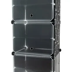 Πλαστική Παπουτσοθήκη με 6 Ράφια Μαύρο 40x31x92cm 00012264