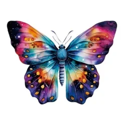 Quordlepuzzles Ξύλινο Puzzle Πεταλούδα Πολύχρωμη Rainbow SMALL 25x25cm 70-110 Κομμάτια T988-S(C)