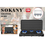 Sokany SK-6003 Επιτραπέζια Τριπλή Εστία Υγραερίου με 3 Εστίες & Καπάκι – 5500W