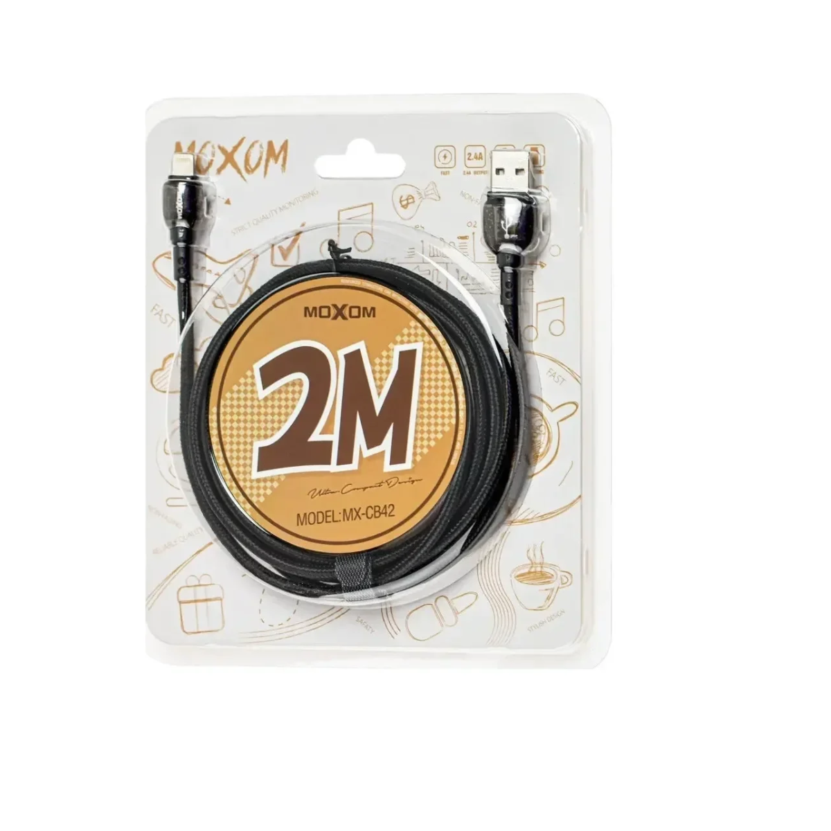 Καλώδιο Σύνδεσης/Φόρτισης Moxom Braided Cable Lightning 2.4A (2m) MX-CB42 - Image 3