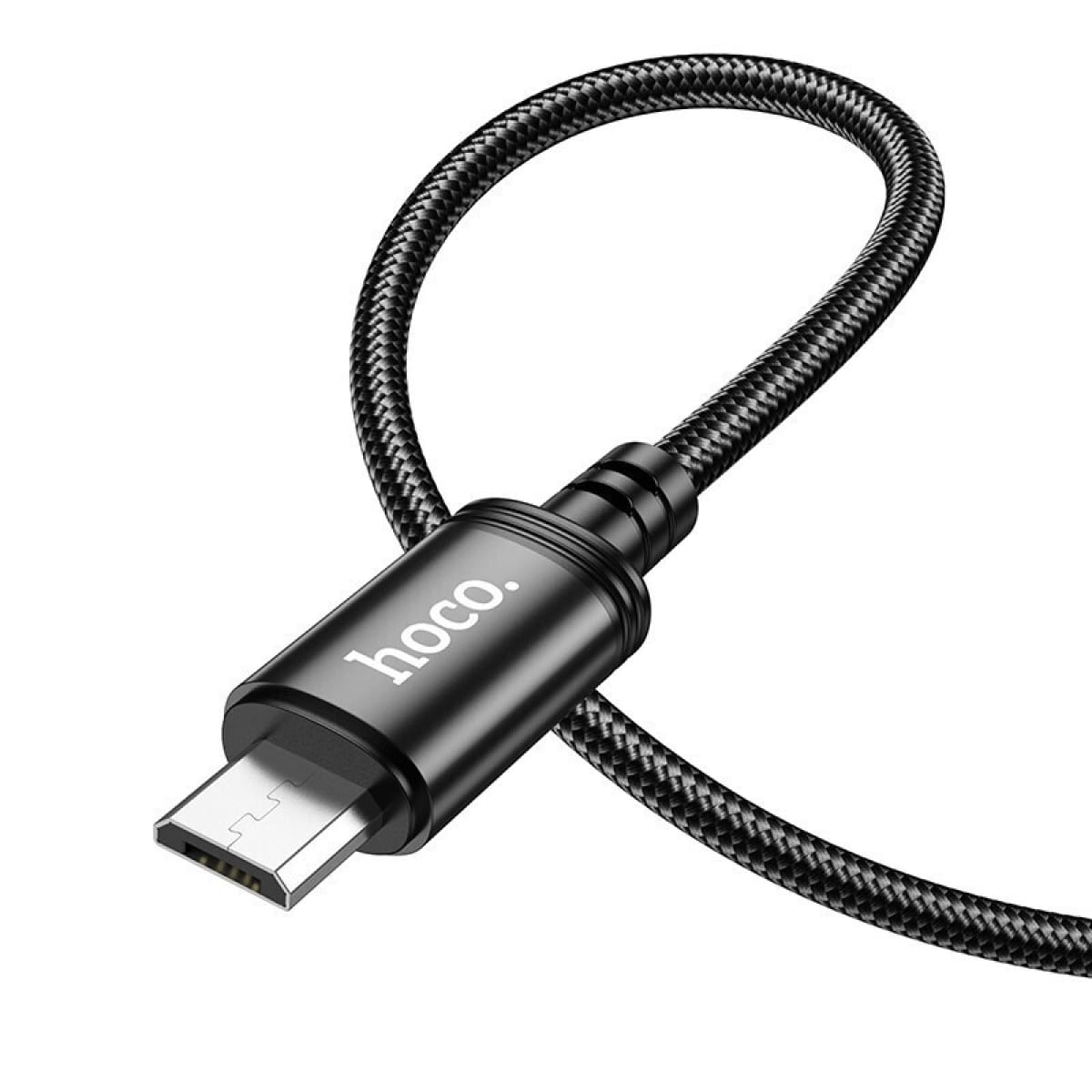 Hoco X89 Braided Καλώδιο USB-A σε microUSB – 2.4A, 1m – Μαύρο