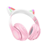 Hoco W42 Cat Ears Παιδικά Ακουστικά Over Ear – Ασύρματα & Ενσύρματα, 12 Ώρες Λειτουργίας – Cherry Blossom